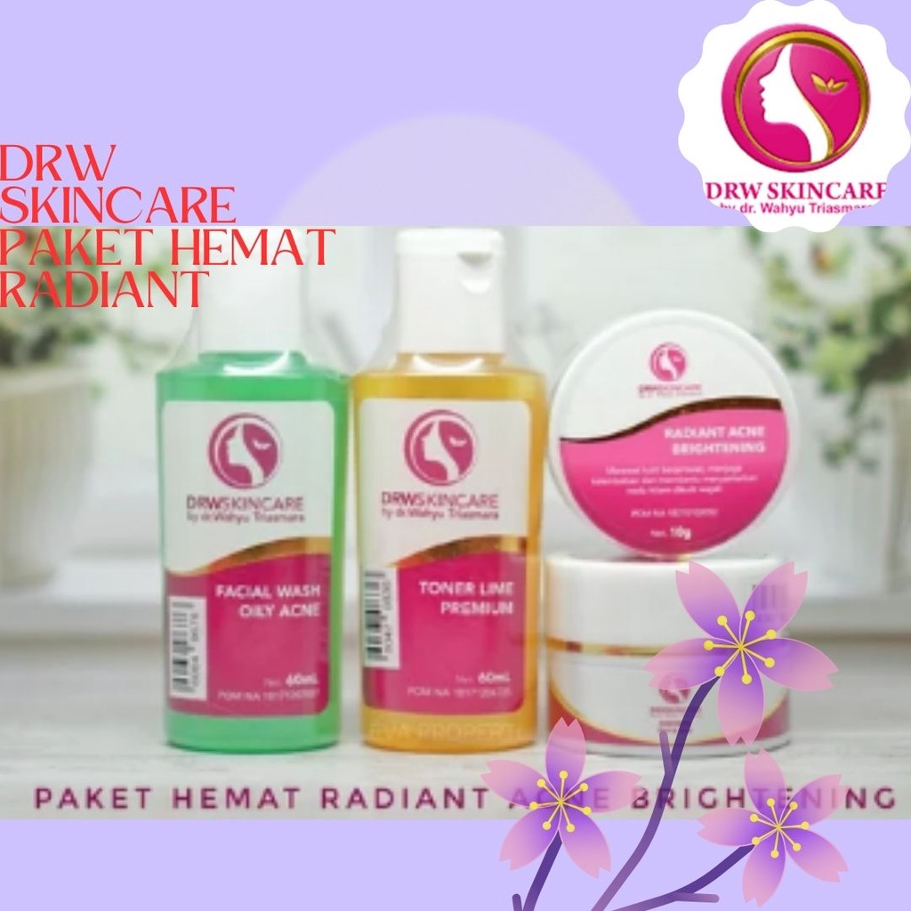 Paket Hemat Radiant Brightening Glow Acne Drw Skincare,/ Paket Hemat Krim Flek Hitam/ Kusam/Jerawat 