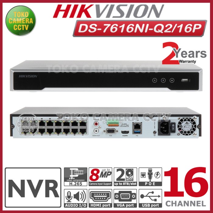 Bestseller Nvr 16 Channel Hikvision Ds-7616Ni-Q2-16P Poe