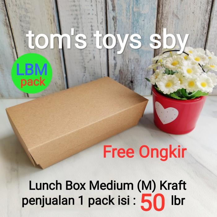 Lunch Box Medium M Dus Box Kotak Nasi Mie Kraft + Laminasi Free Ongkir