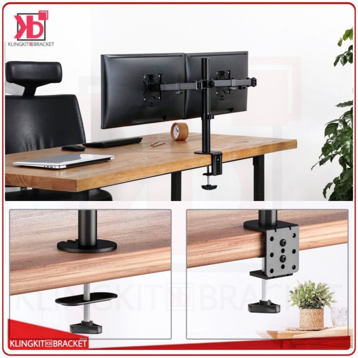 Bracket Desktop 14"-27" Bracket Monitor Meja Dual Bracket Clem monitor