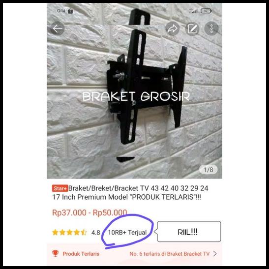 Braket/Breket/Bracket TV 43 42 40 32 29 24 17 Inch Premium Model "PRODUK TERLARIS"
