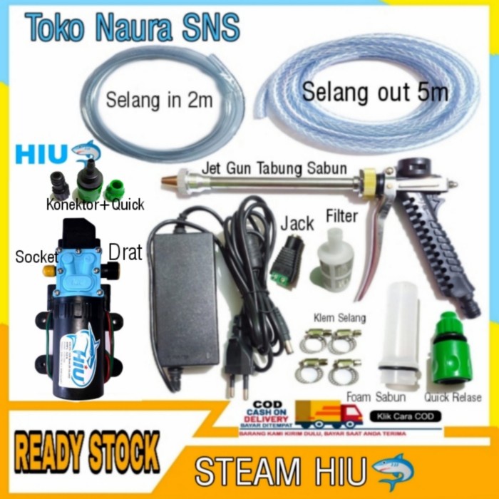 Pompa Dc 12v Hiu 5 Lpm 6.5 Bar / Paket Lengkap Jet Gun Tabung Sabun