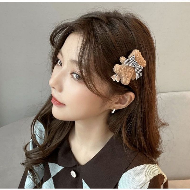 Jepit Rambut Teddy Bear Korea / Jepitan Rambut Import Premium / Hairclip Rambut Scrunchie / Hairband Wanita Perempuan Korean Style / Aksesoris Wanita Beruang Lucu Simpel