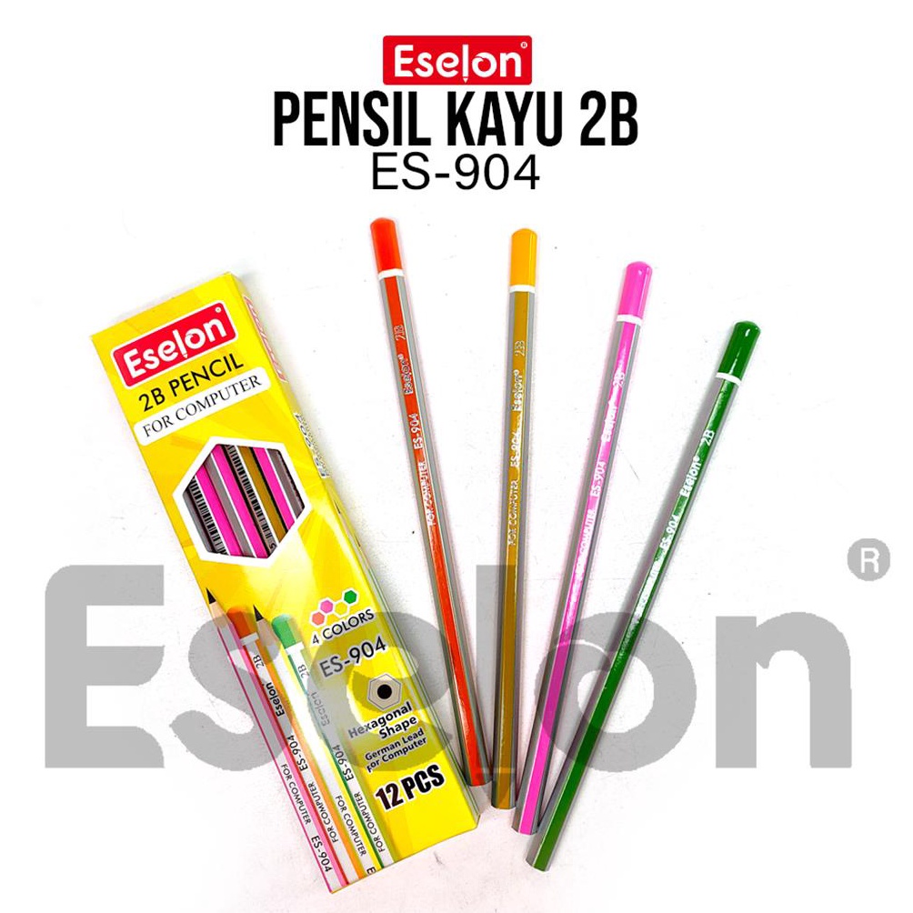 

B05075 12pcs PENSIL 2B COLORS ES-904 Eselon / pensil kayu Baru
