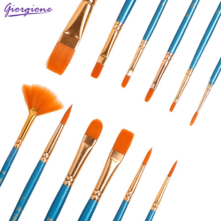 

Terlaris Giorgione 12pcs Kuas Lukis Oil Brush Paintbrush Nylon M-12 murah
