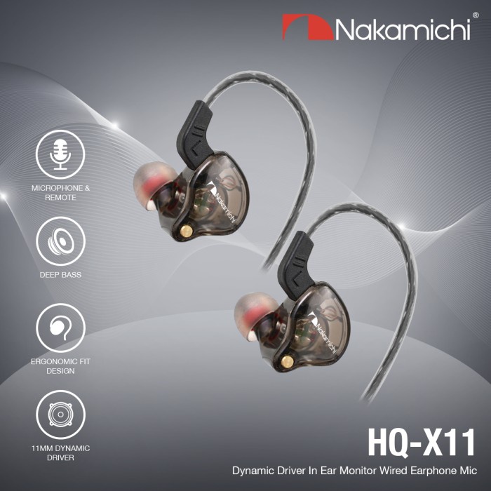 Terlaris Nakamichi Hq X11 Dynamic Driver In Ear Monitor Wired Earphone Mic