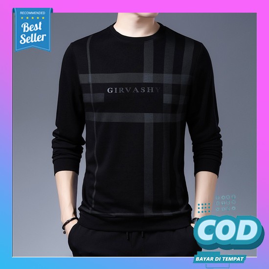 Kaos Lengan Panjang Sweater Kaos Oblong Bisa Cod Santai Import Main Co Toretto-Baju Sweater Girva /