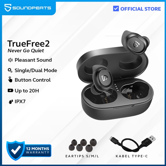 Terlaris Soundpeats Truefree 2 True Wireless Earbuds - Black