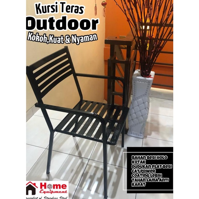 Kursi Teras/Kursi Cafe/Kursi Resto Outdoor Holo Besi Kotak Cat Coating