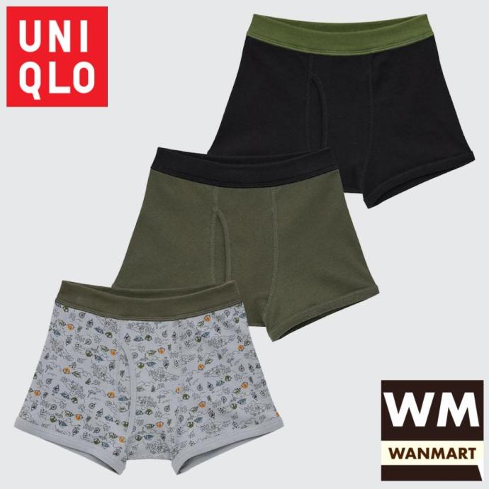 UNIQLO Boys Briefs Celana Dalam Boxer Katun Anak Laki-Laki Olive 3 Pcs