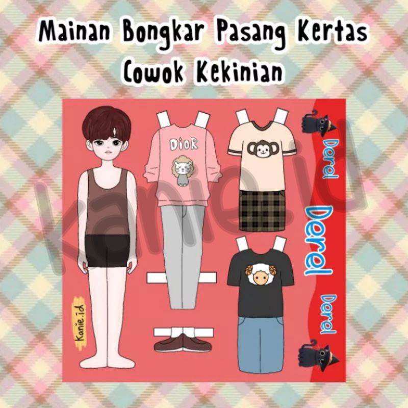 MAINAN BONGKAR PASANG KERTAS VERSI COWOK KEKINIAN /PAPERDOLL / BAJU BAJUAN