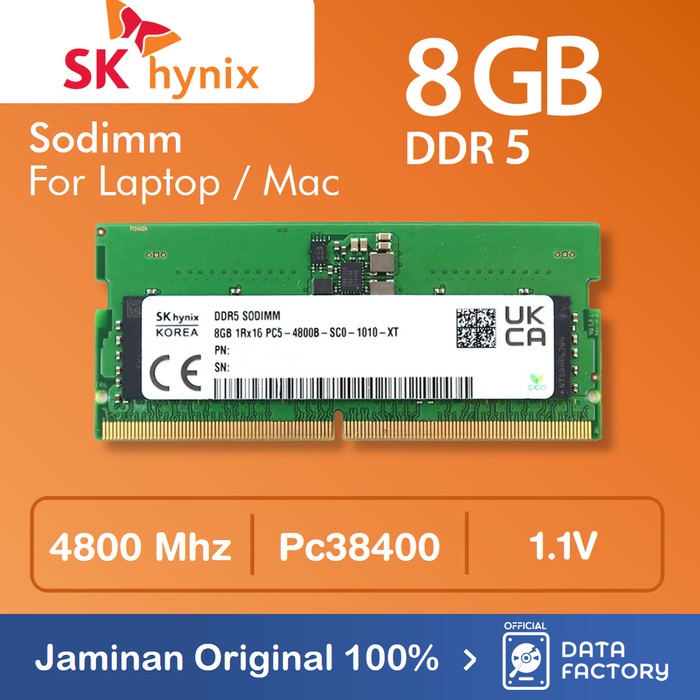 RAM LAPTOP SK HYNIX DDR5 8GB 4800Mhz / PC 38400 SODIMM NOTEBOOK MEMORY