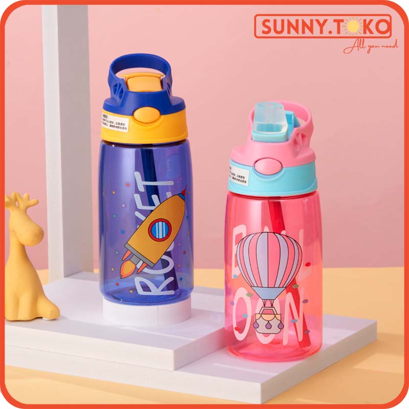 1100/1300ML Botol Minum motivasi gratis stiker botol air minum anak plastik lucu cangkir kartun portabel stiker Big Belly Bottle