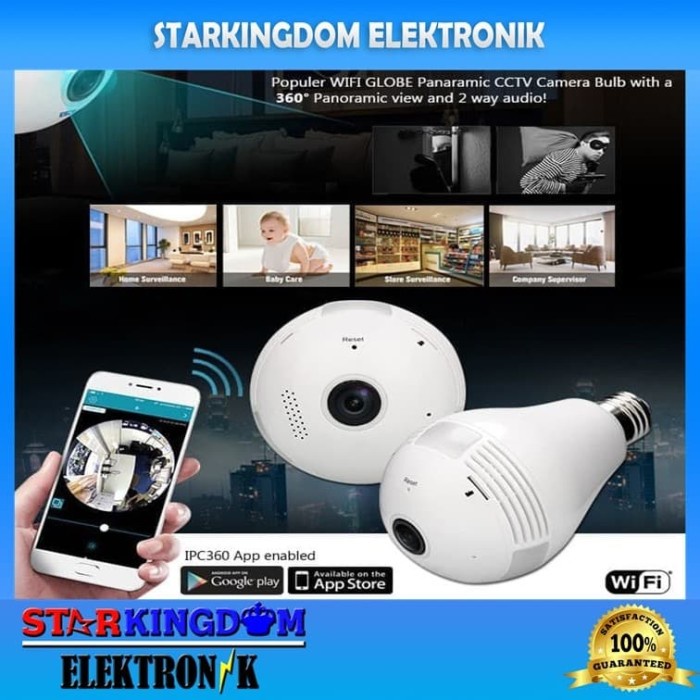 DISKON SPESIAL IPCAM V360EYES BULB CCTV WIFI LAMPU BOHLAM PANORAMA 360 DERAJAT TERBARU