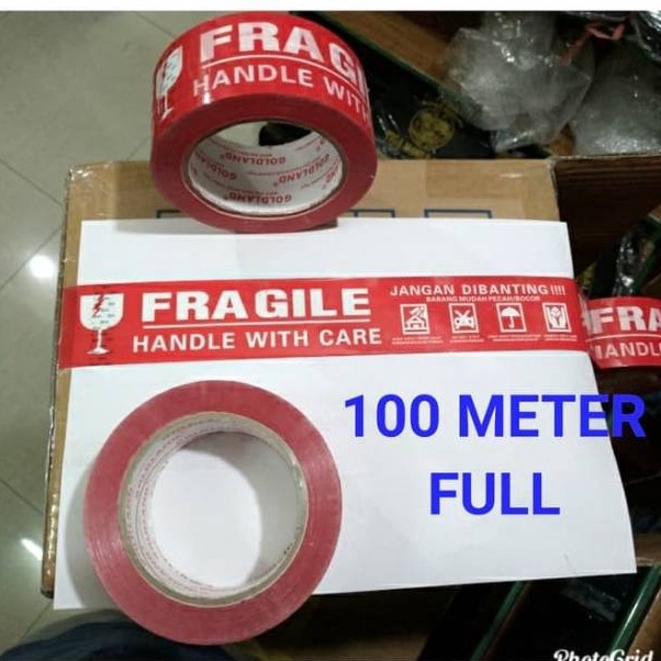 

↓t7 Terkini Lakban fragile merah 100 meter x 48mm jangan dibanting lakban segel B35 ❅