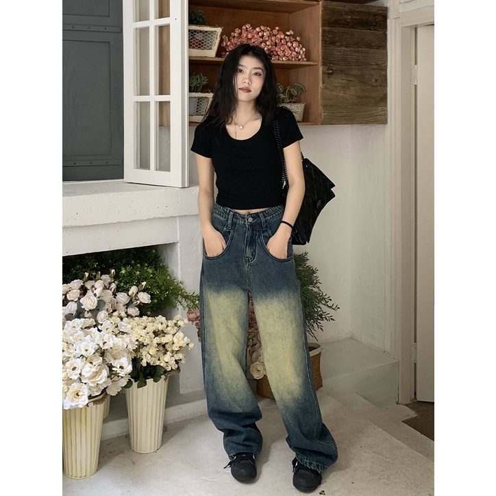 Red U-neck pendek top wanita musim panas baru manis hot gadis bahu depan lengan pendek t-shirt ramping dan tipis pakaian dalam luar memakai kemeja bottoming