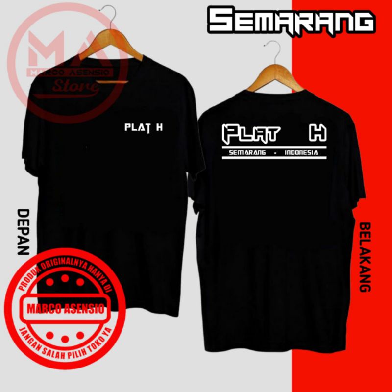 BAJU KAOS HITAM PREMIUM DESAIN TULISAN PLAT H SEMARANG DEMAK SALATIGA KENDAL | MA3 JTG