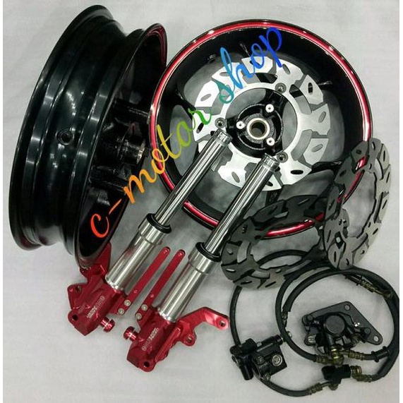 Hot Item Sepaket Velg Axio Nmax Double disc Shock Tabung Nui Master Set Kaliper Kiri Dan Cakram Delk