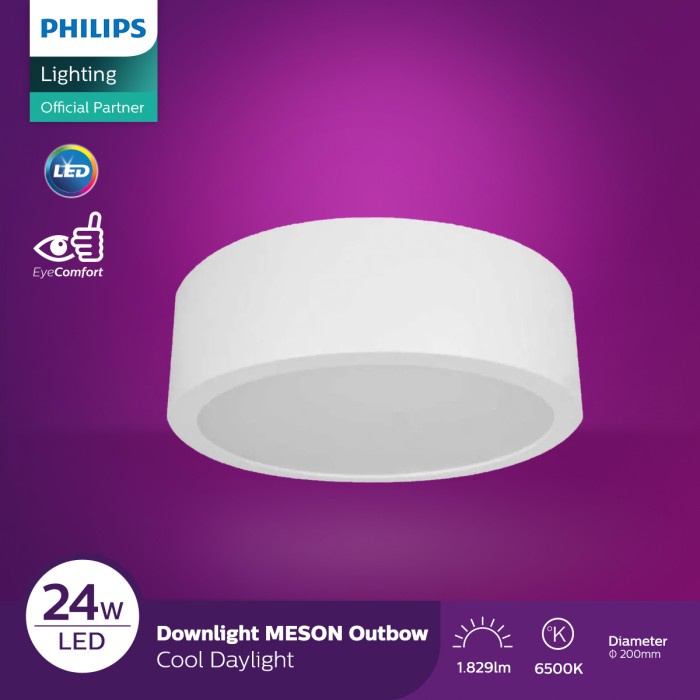 Philips Downlight Meson Bulat Outbow 59474 D200 24W Cahaya Putih