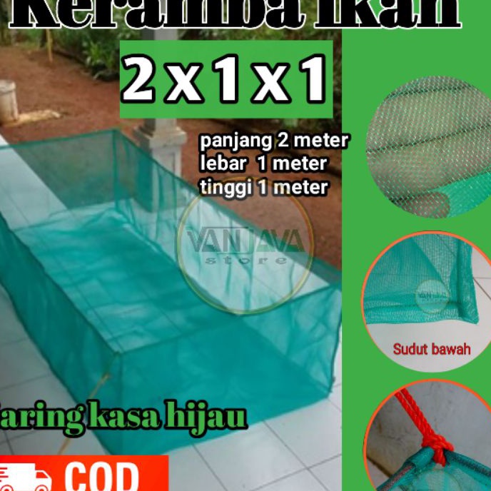 COD Jaring kerambah ikan nila 2x1x1 keramba siap pakai jaring sortir ikan gas 
