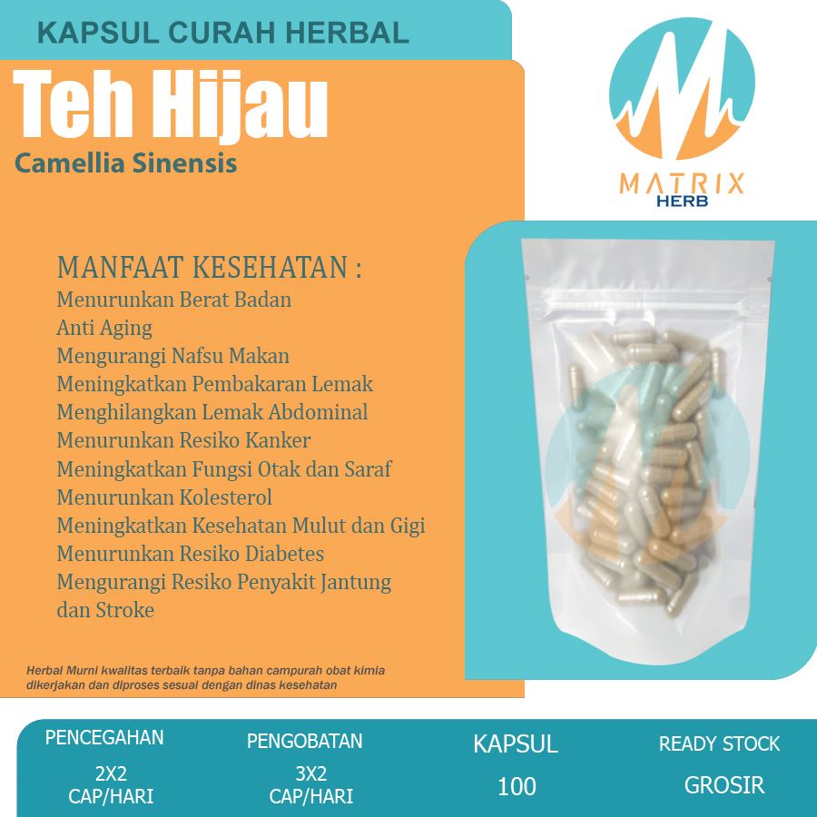 TEH HIJAU Kapsul Curah Herbal Pelangsing Jerawat Toner Kulit Diabetes