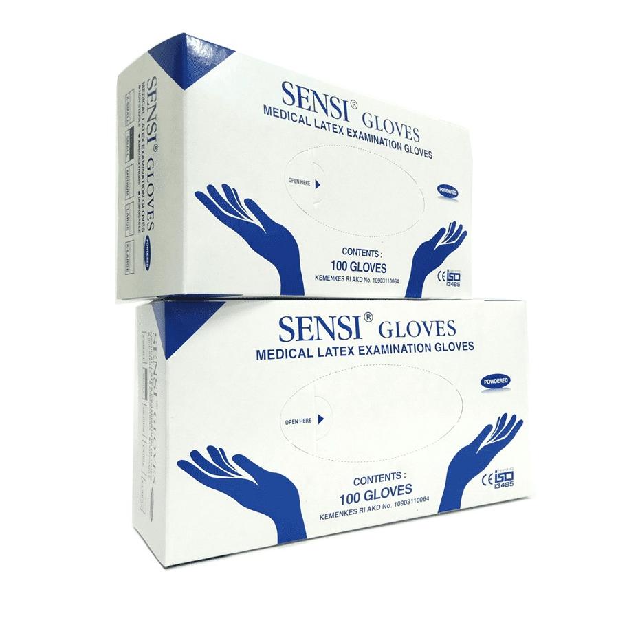 Ready Sarung Tangan Latex Sensi/ Sensi Gloves Latex Examination Gloves/ Handscoon Medis Sensi