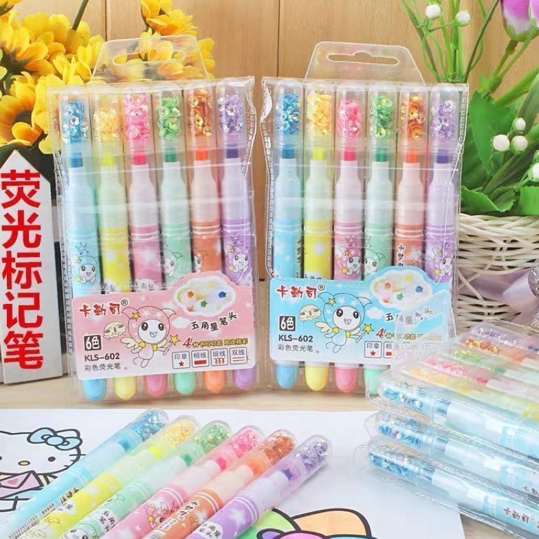 

(6 PC) SET STABILO GLITTER | HIGHLIGHTER LUCU UNIK | PERALATAN SEKOLAH 9240