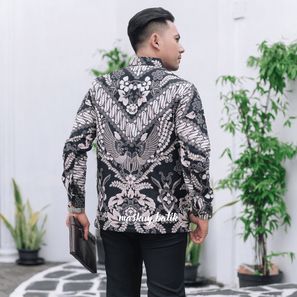 Baju Batik Pria Lengan Panjang Premium Furing Adem Slim Fit Modern Kemeja Formal Casual Acara Wisuda Kondangan