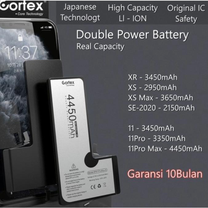 Battery baterai cortex double power iPhone SE 2020/xr/xs/11 pro max