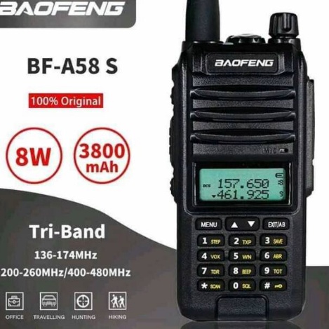 HT A58S Power 8w 2800mAh Waterproof Tri-Band WalkieTalkie 10W ht jarak jauh murah 1000km ht terbaru