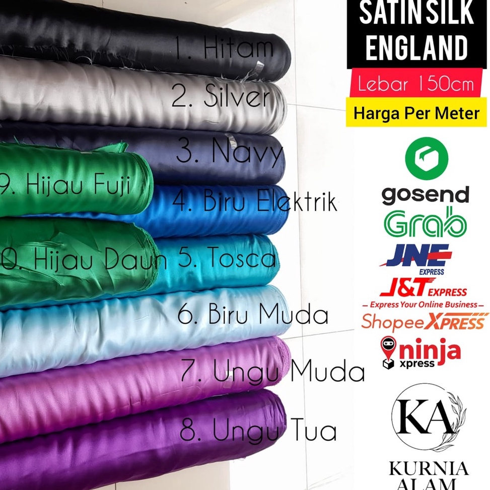 Satin Kain Premium Tebal Tidak Transparan METERAN Warna Ungu Muda Soft Purple Bahan Gaun Wanita Gami
