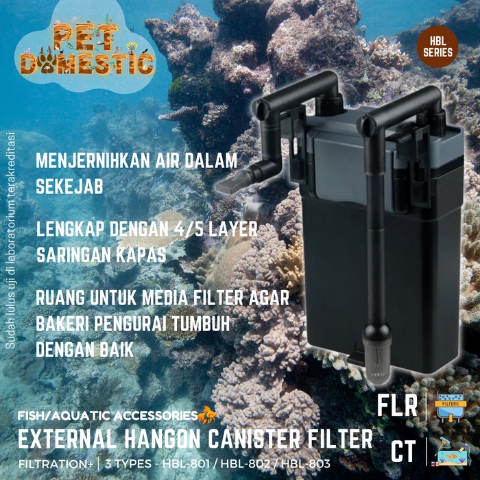 External Canister Hang On Filter Aquarium Gantung Hanging Air Akuarium