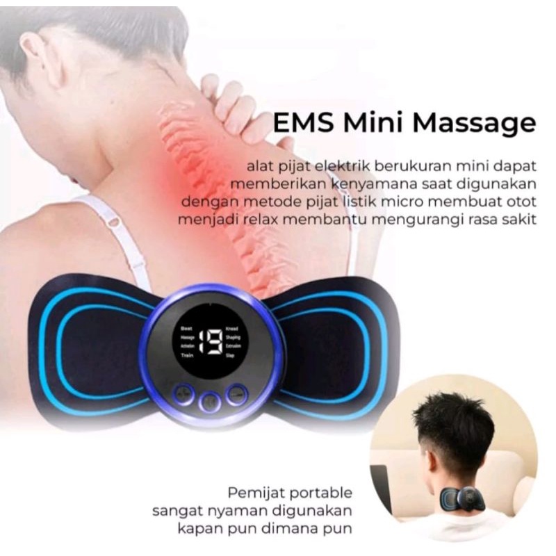 Alat Pijat Leher Terapi Mini Pad Mat Electric EMS Massager Recharging