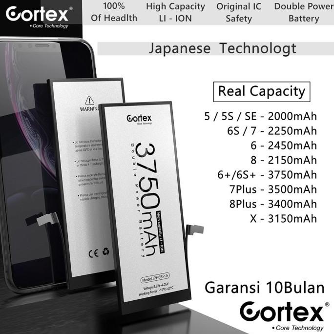 Battery baterai cortex double power iPhone 5/5s/6/6s/7/8plus original