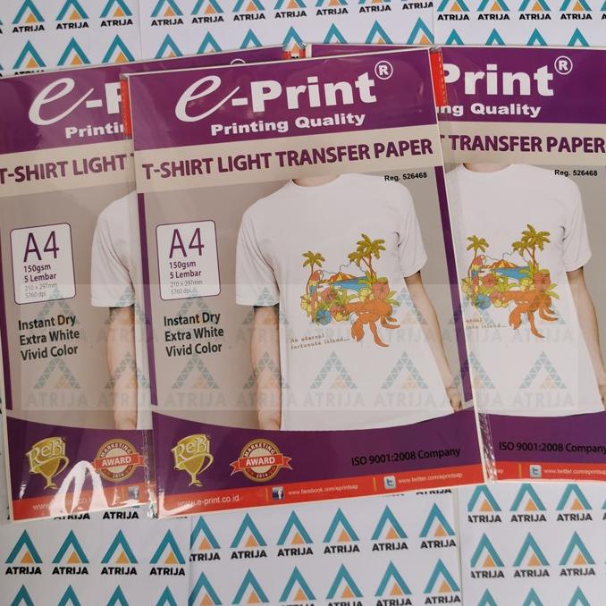 

T-Shirt Light Transfer Paper EPrint- Kertas Print Sablon Putih A4