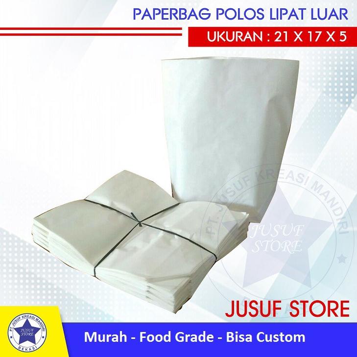 

New Paperbag | Kantong Polos Lipat Luar foodgrade isi 50 pcs
