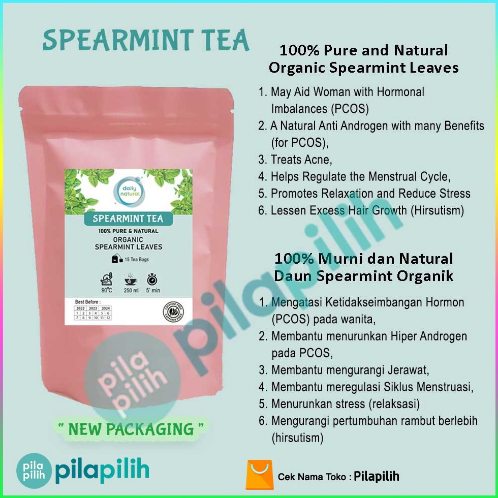 

Sangat Nyaman.. Pure Organic Spearmint Tea, Teh Daun Spearmint Natural Alami, Bantu Seimbangkan Hormon Wanita PCOS IV7