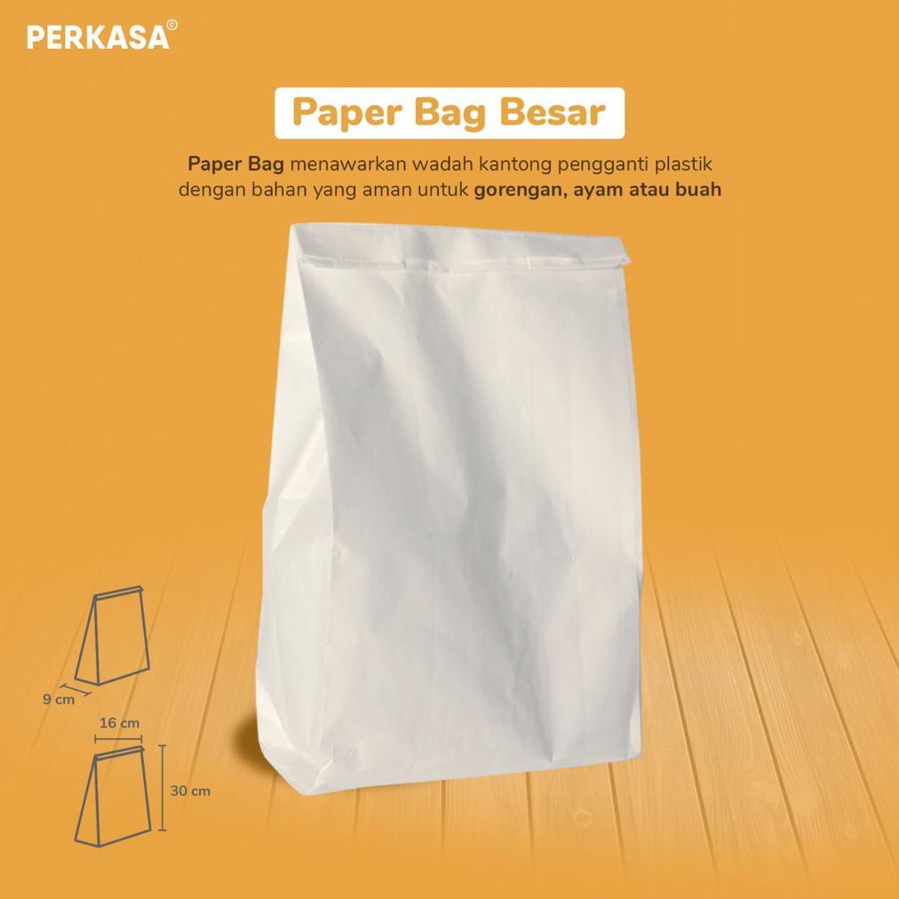 

Sale 7.7 Paper Bag BESAR 16x9 / Kantong Kertas Terlaris Putih Polos isi 100Pcs