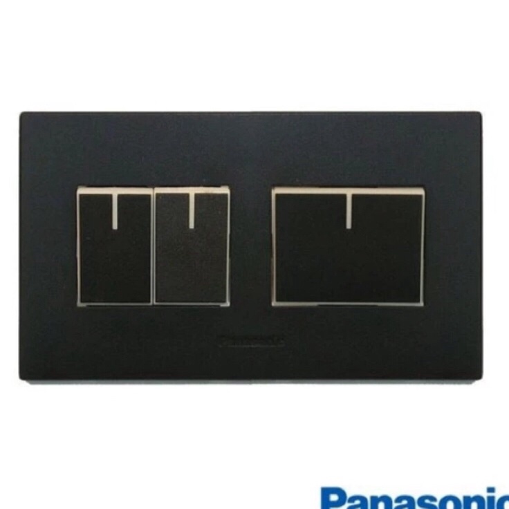 ➠QpF PANASONIC HITAM Saklar 3 Gang 78049B / Panasonic Saklar Triple/ Saklar 3 Gang Hitam ✵ ☑