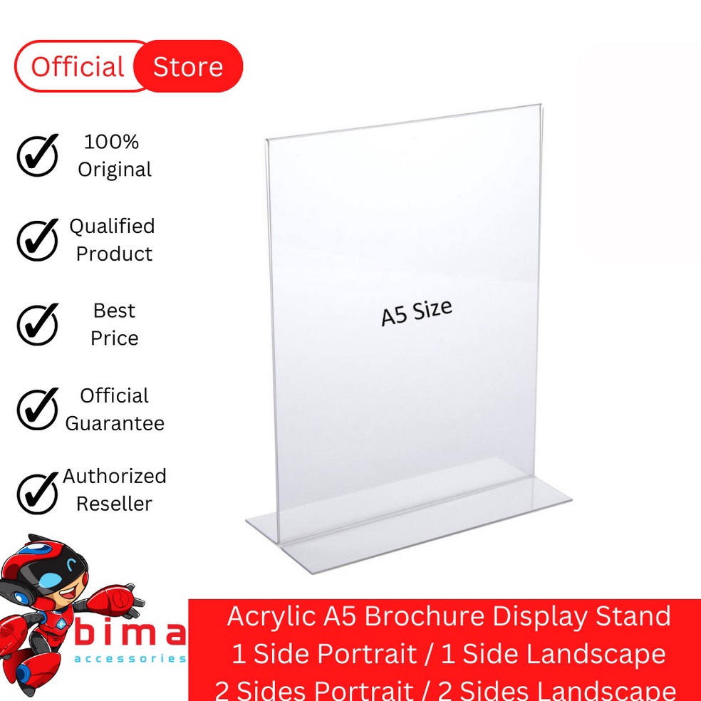 

11.11 Terlaris Acrylic Brochure Stand Display Akrilik Tempat Kertas Brosur Ukuran A5