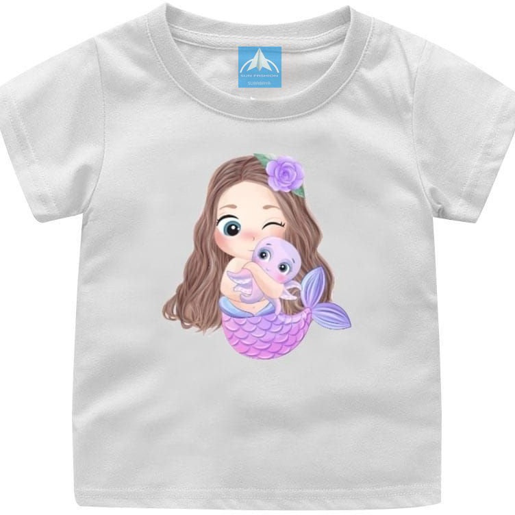 ✓ kaos oblong anak2 MERMAID usia 1-12tahun