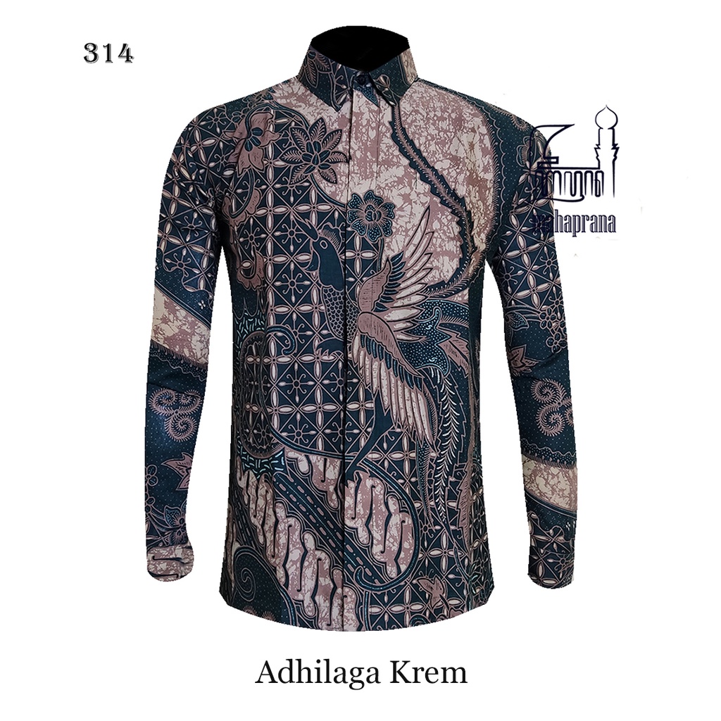 BATIK MAHAPRANA Motif Adhilaga Krem Atasan Kemeja Batik Pria Lengan Panjang Full Furing MHP-314