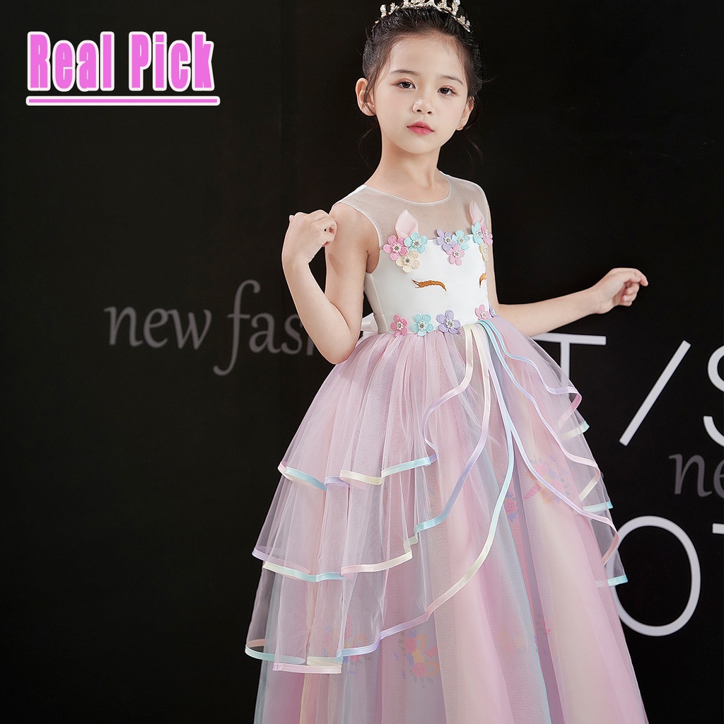 NEW Long Dress Unicorn Anak Impor/ Gaun Dan Jacket Unicorn Ulang Tahun Tutu Anak Unicorn Panjang