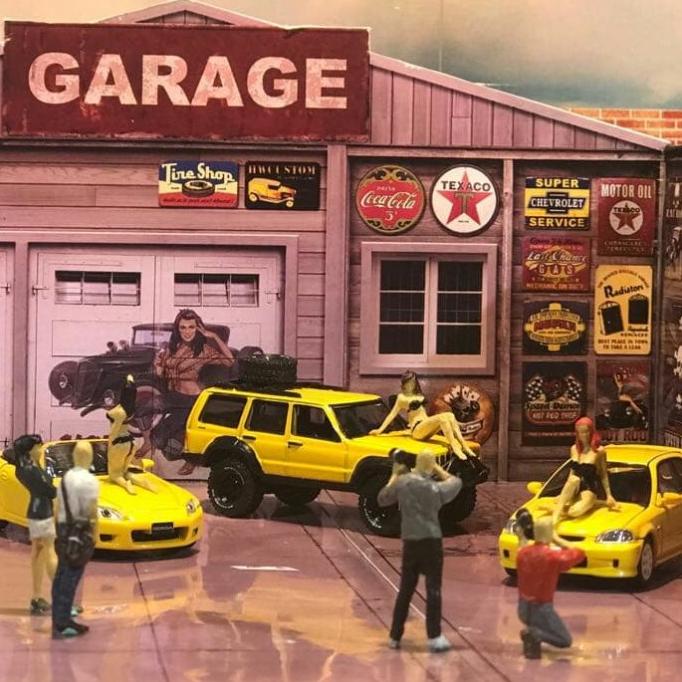 Diorama Papercraft Hot Rod Skala 1/64