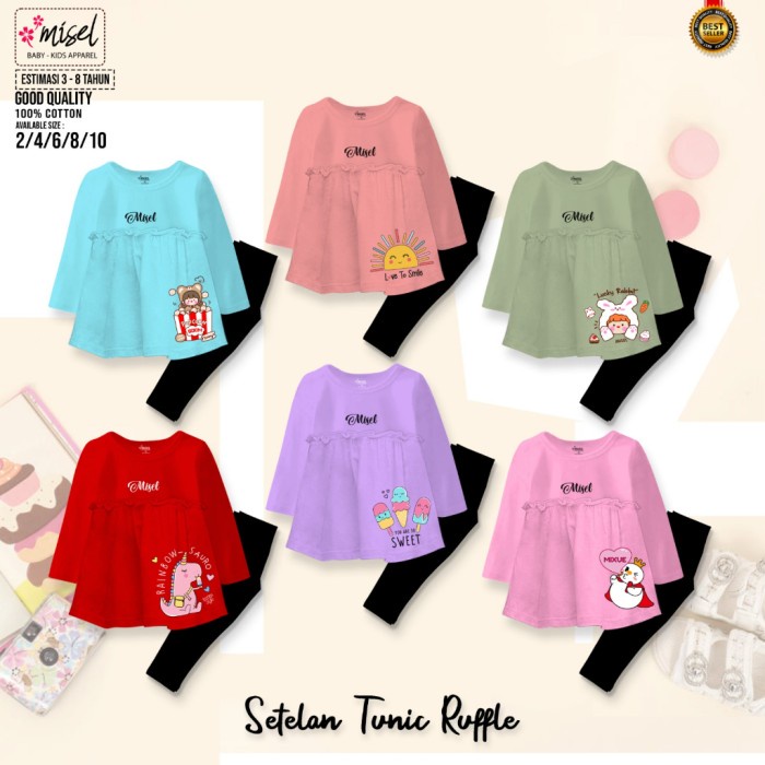 TERBARU Misel Set Tunik Legging Anak Perempuan 2-8 Tahun