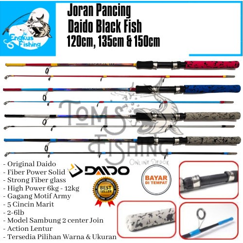 Joran Pancing Daido Black Fish 12Cm-15Cm Fiber Solid (2-6Lb ) Lentur