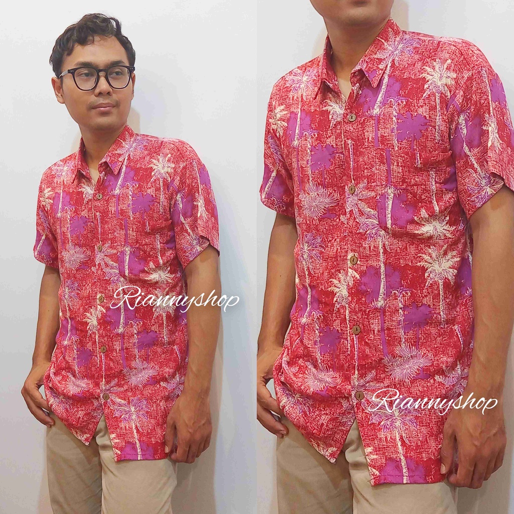 Kemeja Hawai Kemeja Pantai Pria (geser pilih motif)