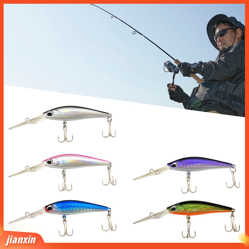 [Jianxin] 6cm/6.2g Umpan Keras 3D Mata Ikan Dengan Kait Tajam Lidah Panjang Tampilan Realistis Tahan Korosi Meningkatkan Tingkat Memancing ABS Air Tawar Air Asin Hard Lure Fishing Tackle