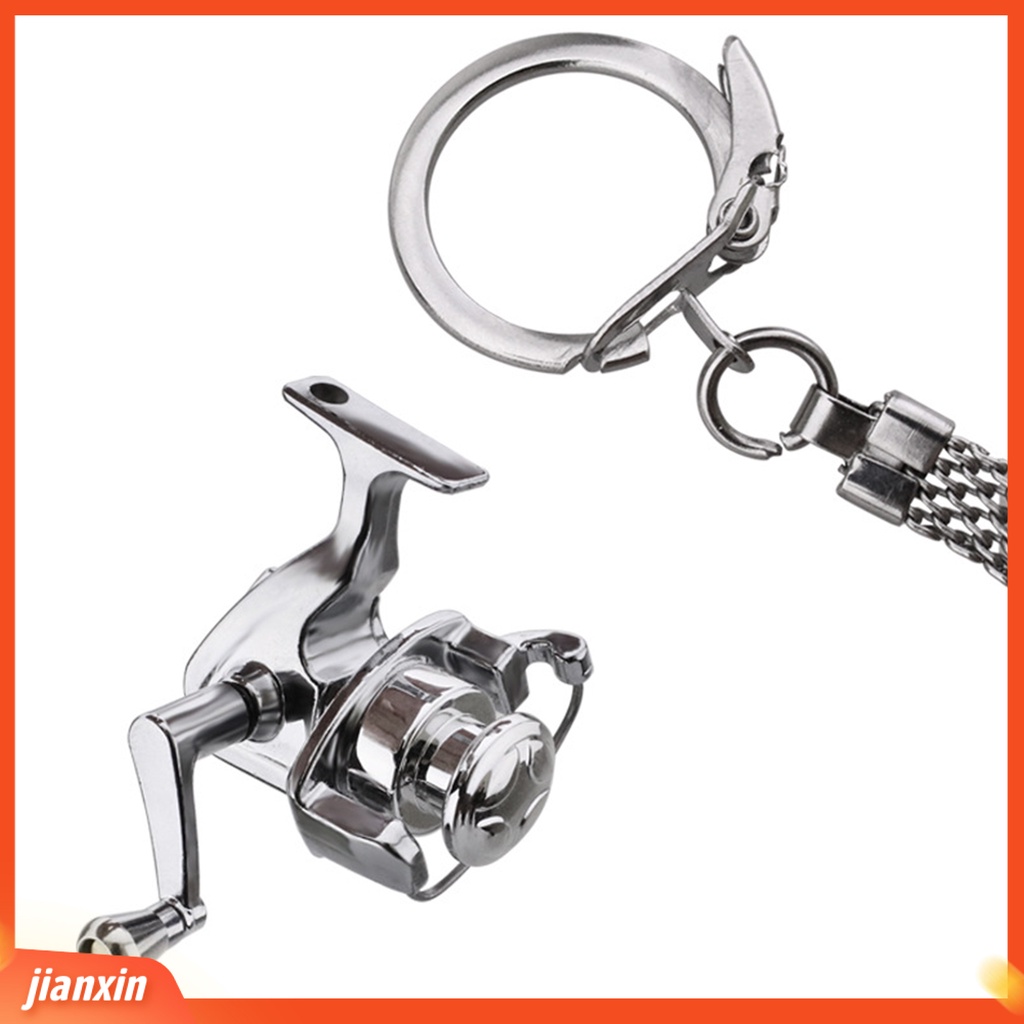 [Jianxin] Alloy Reel Drum Pendant Keychain Key Ring Mini Miniature Sea Fishing Tackle