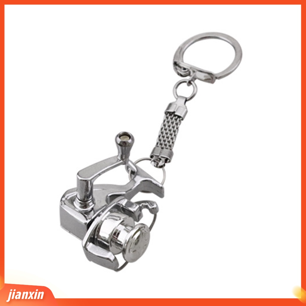 [Jianxin] Alloy Reel Drum Pendant Keychain Key Ring Mini Miniature Sea Fishing Tackle